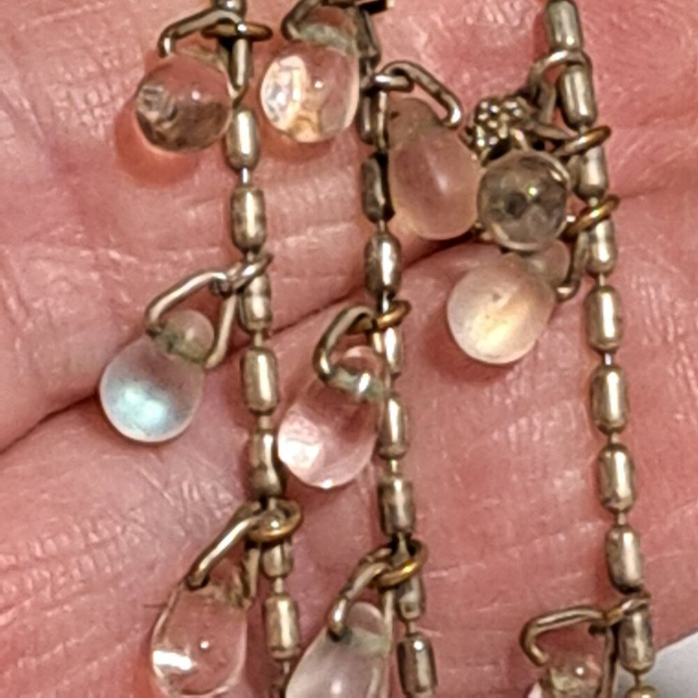 Carolee multistrand 3 strand silver color glass teardrop beaded bracelet vintage